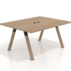Mesa doble individual para coworking UvePro fondo 126 cm estructura negra con patas de madera