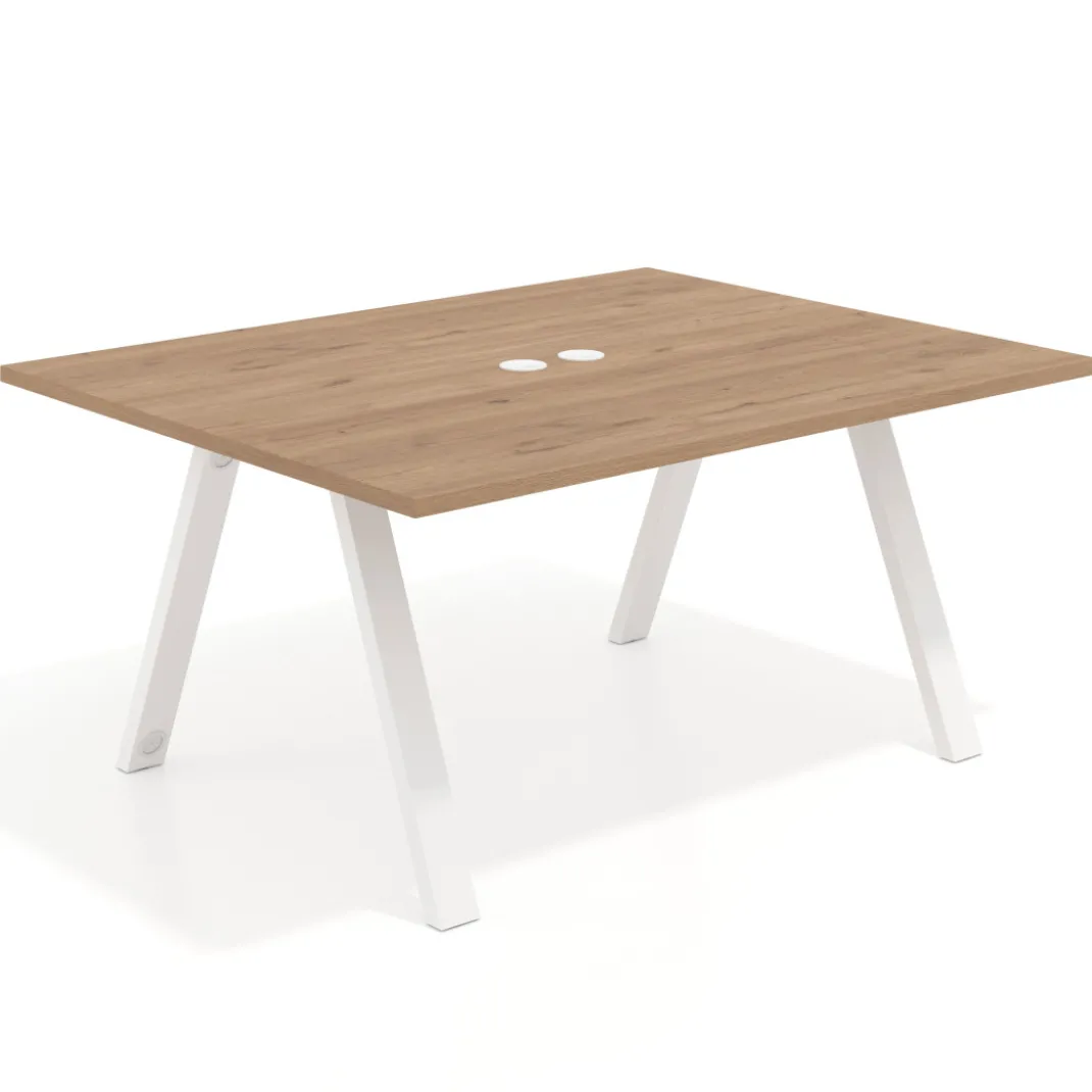 Mesa doble individual para coworking UvePro fondo 126 cm estructura blanca