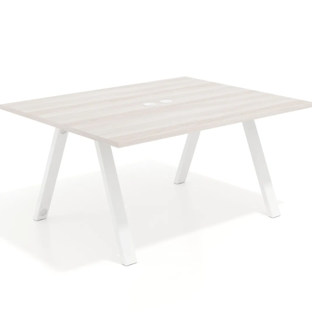 Mesa doble individual para coworking UvePro fondo 126 cm estructura blanca