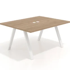Mesa doble individual para coworking UvePro fondo 126 cm estructura blanca