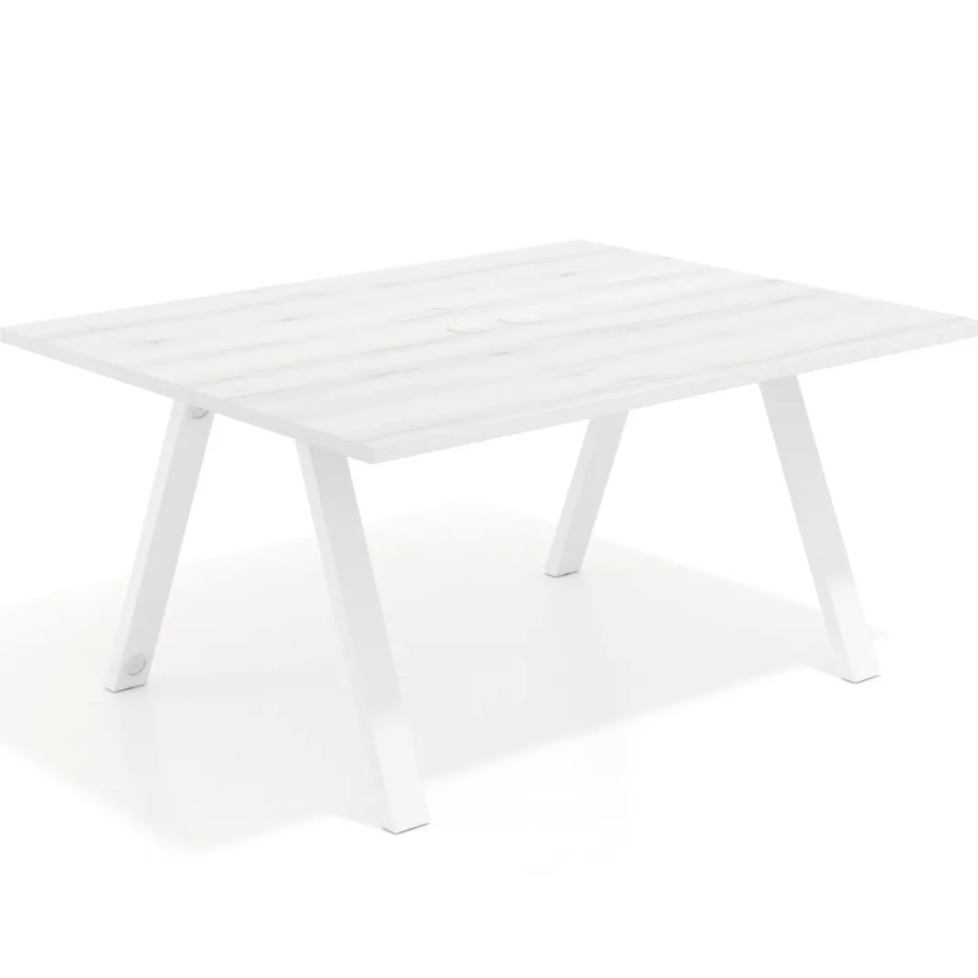 Mesa doble individual para coworking UvePro fondo 126 cm estructura blanca