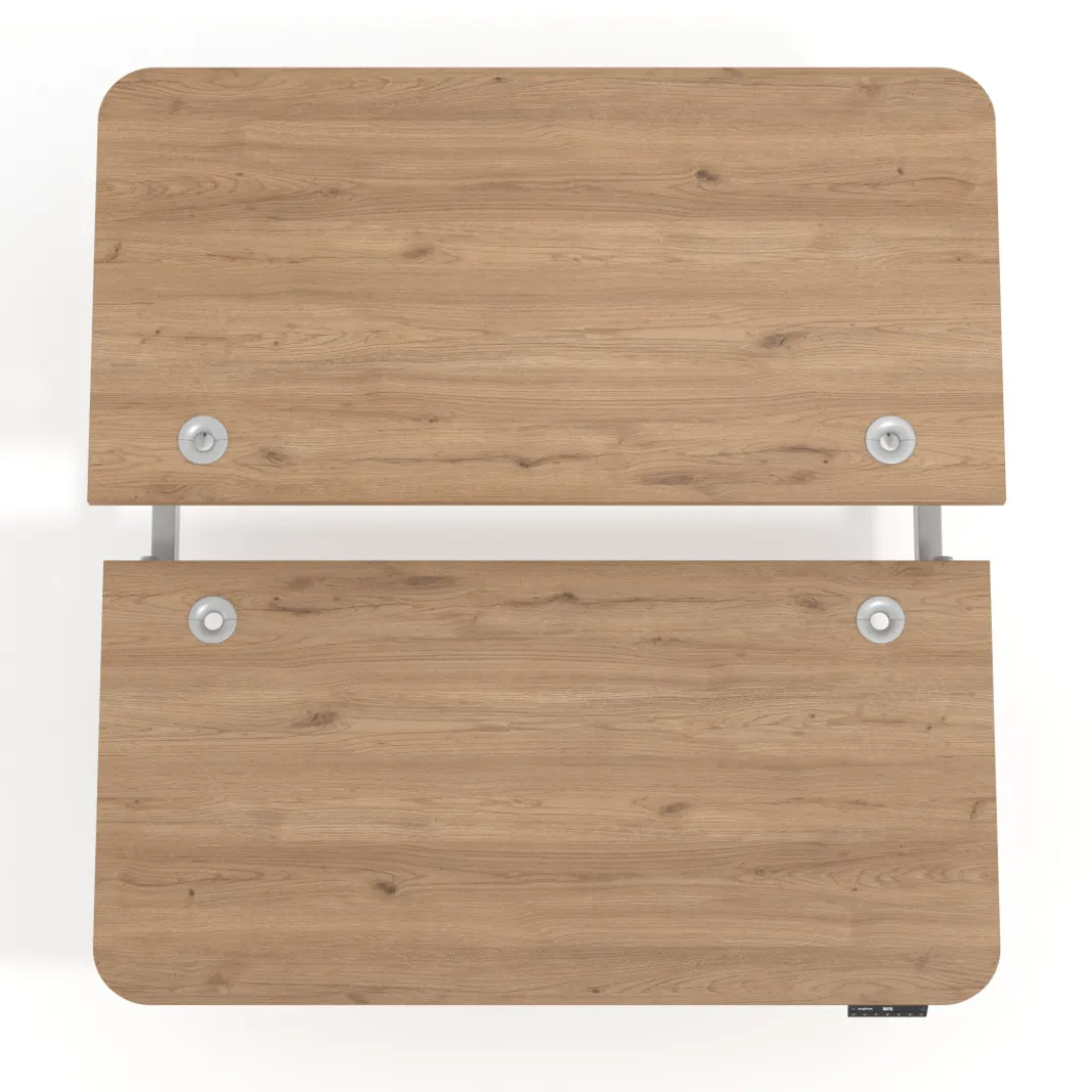 Mesa Multipuesto Elevable eléctrica Erghos Motion estructura aluminio 2 cantos curvos