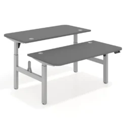 Mesa Multipuesto Elevable eléctrica Erghos Motion estructura aluminio 2 cantos curvos