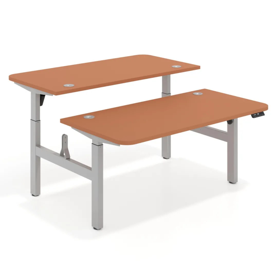 Mesa Multipuesto Elevable eléctrica Erghos Motion estructura aluminio 2 cantos curvos