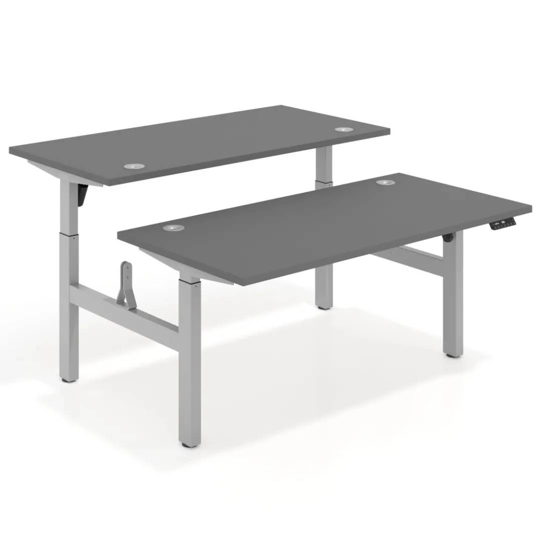 Mesa Multipuesto Elevable eléctrica Erghos Motion estructura aluminio canto recto