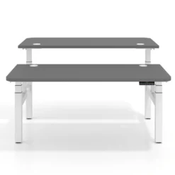 Mesa Multipuesto Elevable eléctrica Erghos Motion Pro estructura blanca 2 cantos curvos