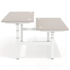 Mesa Multipuesto Elevable eléctrica Erghos Motion Pro estructura blanca 4 cantos curvos