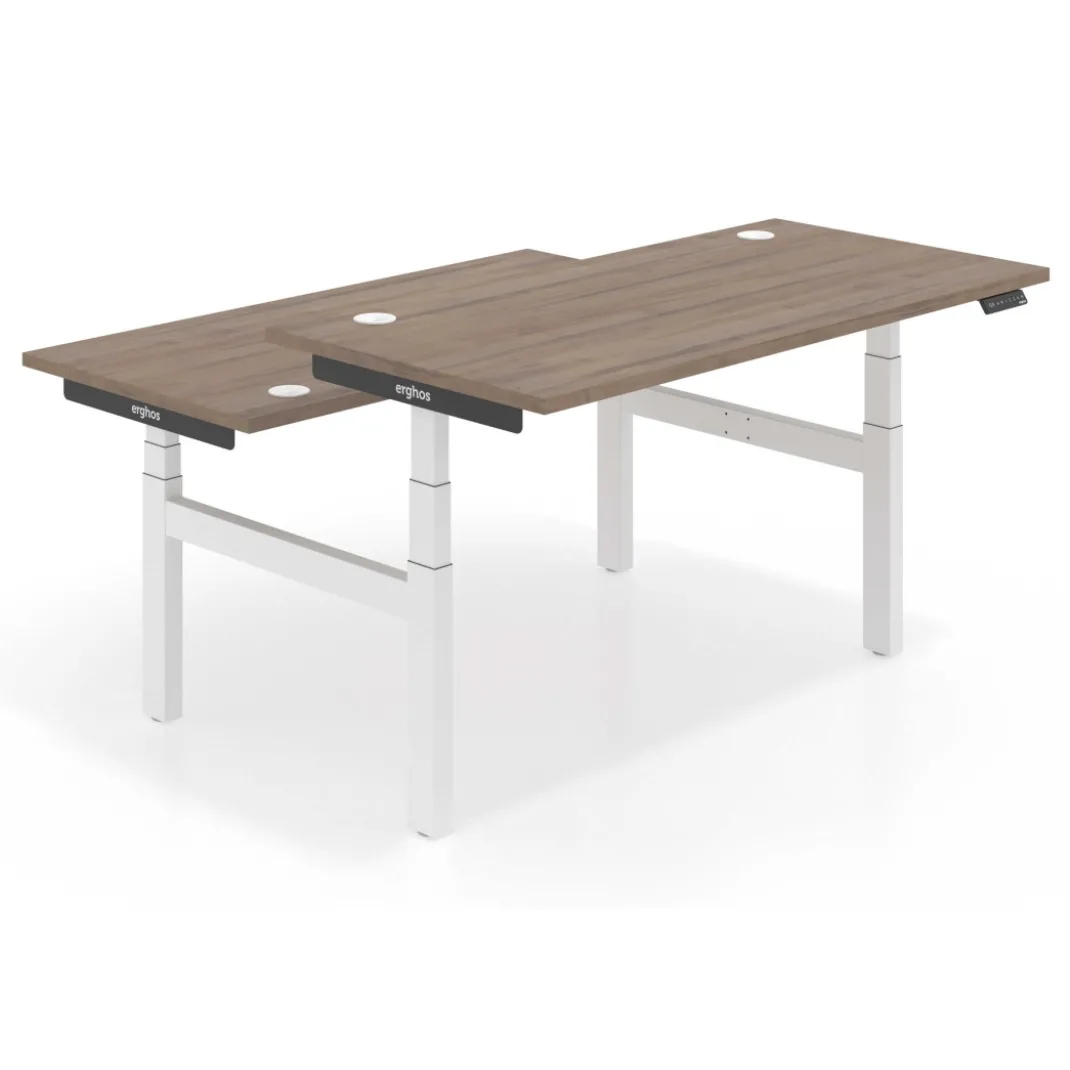 Mesa Multipuesto Elevable eléctrica Erghos Smart Pro estructura blanca canto recto