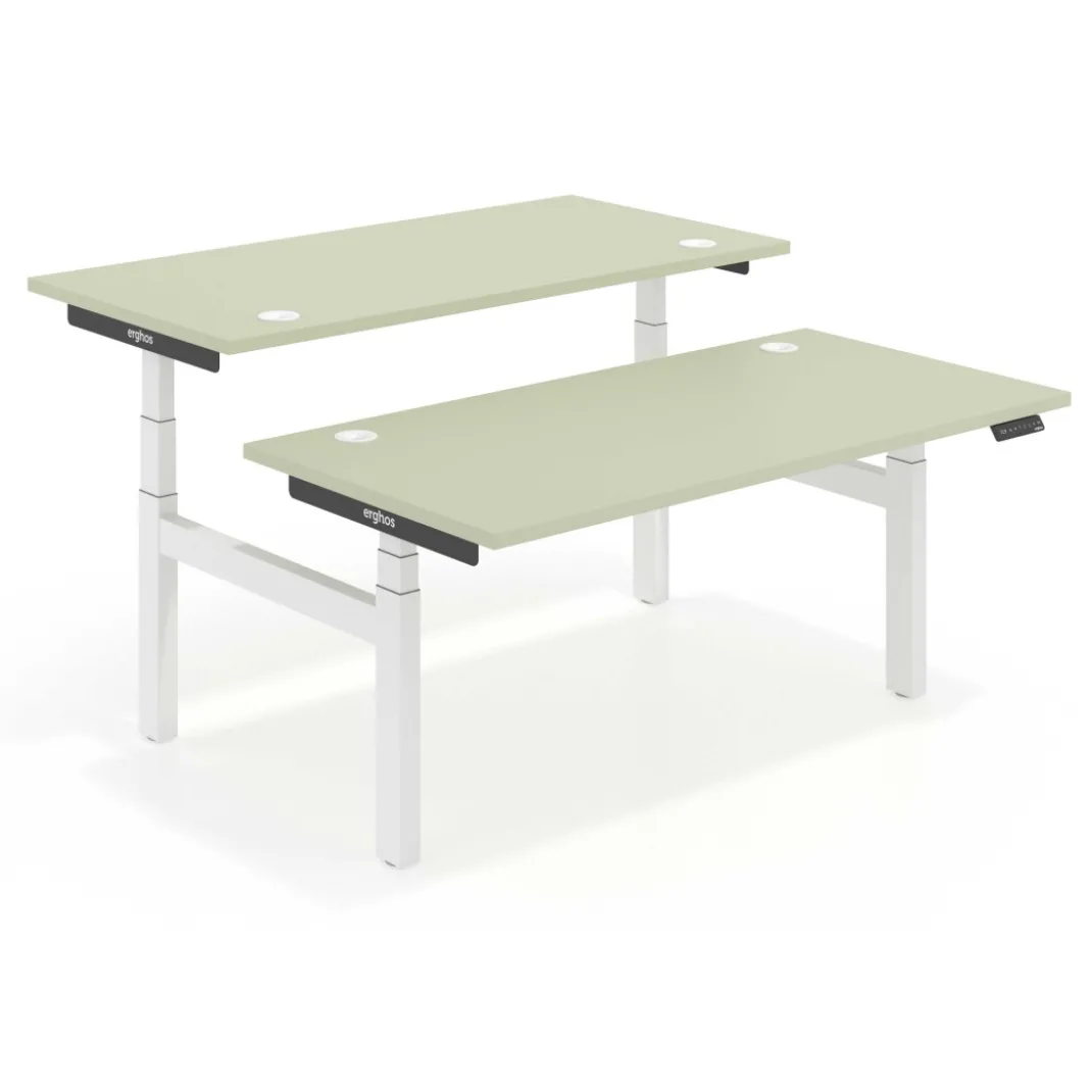 Mesa Multipuesto Elevable eléctrica Erghos Smart Pro estructura blanca canto recto