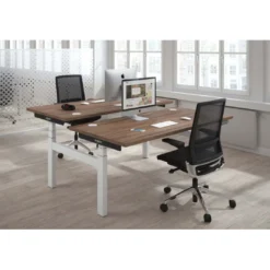Mesa Multipuesto Elevable eléctrica Erghos Smart Pro estructura blanca canto recto