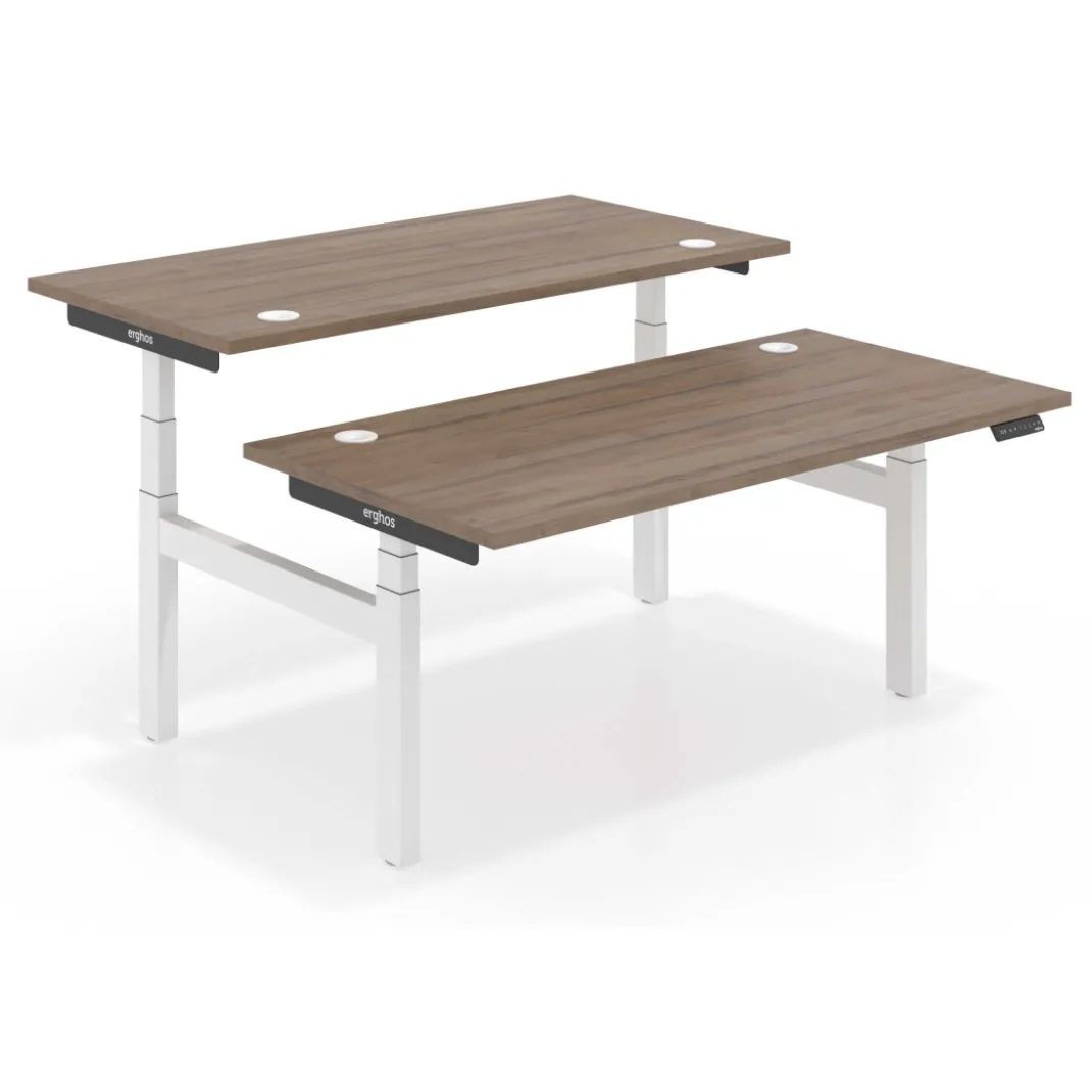 Mesa Multipuesto Elevable eléctrica Erghos Smart Pro estructura blanca canto recto