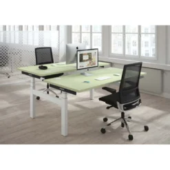 Mesa Multipuesto Elevable eléctrica Erghos Smart Pro estructura blanca canto recto