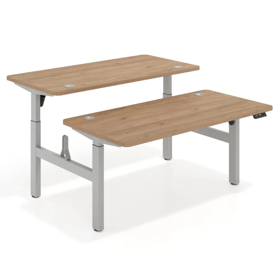 Mesa Multipuesto Elevable eléctrica Erghos Motion estructura aluminio 4 cantos curvos