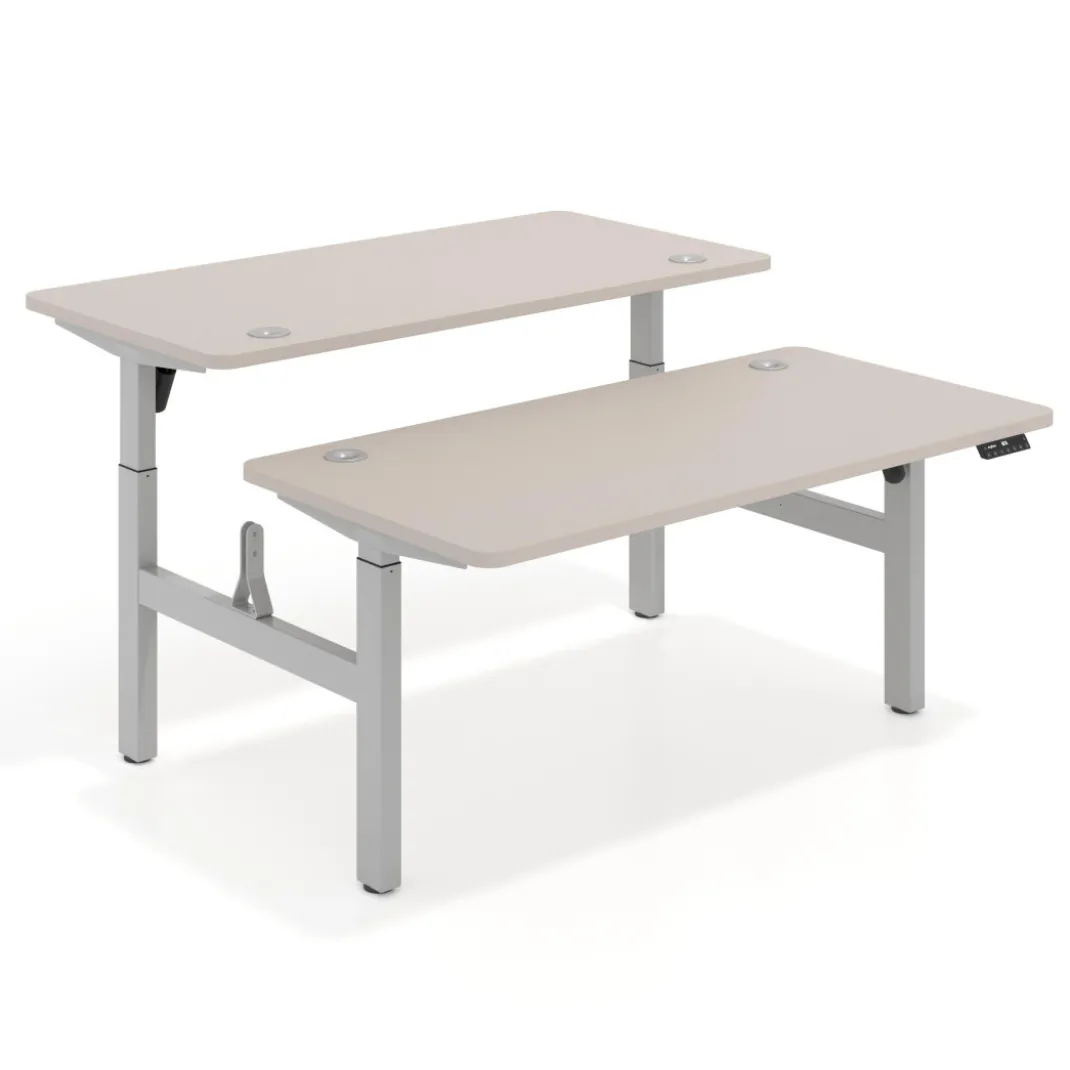 Mesa Multipuesto Elevable eléctrica Erghos Motion estructura aluminio 4 cantos curvos
