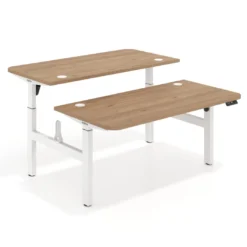 Mesa Multipuesto Elevable eléctrica Erghos Motion estructura blanca 2 cantos curvos