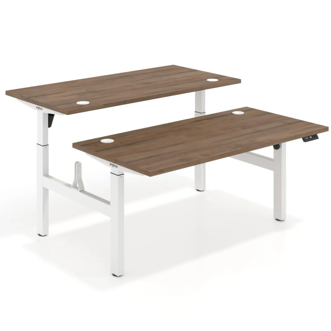 Mesa Multipuesto Elevable eléctrica Erghos Motion estructura blanca canto recto