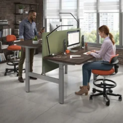 Mesa Multipuesto Elevable eléctrica Erghos Motion estructura aluminio 4 cantos curvos