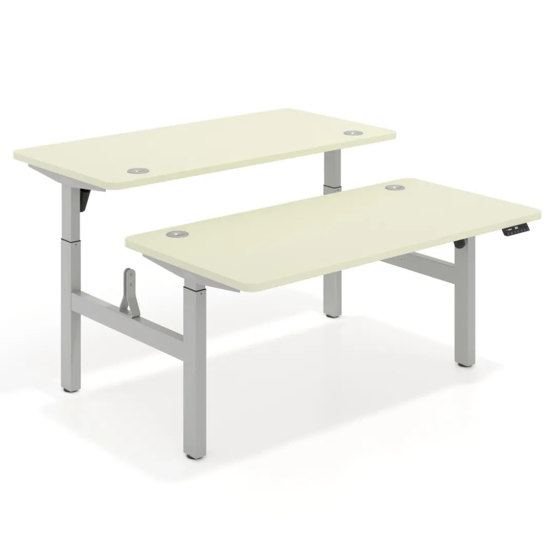 Mesa Multipuesto Elevable eléctrica Erghos Motion estructura aluminio 4 cantos curvos