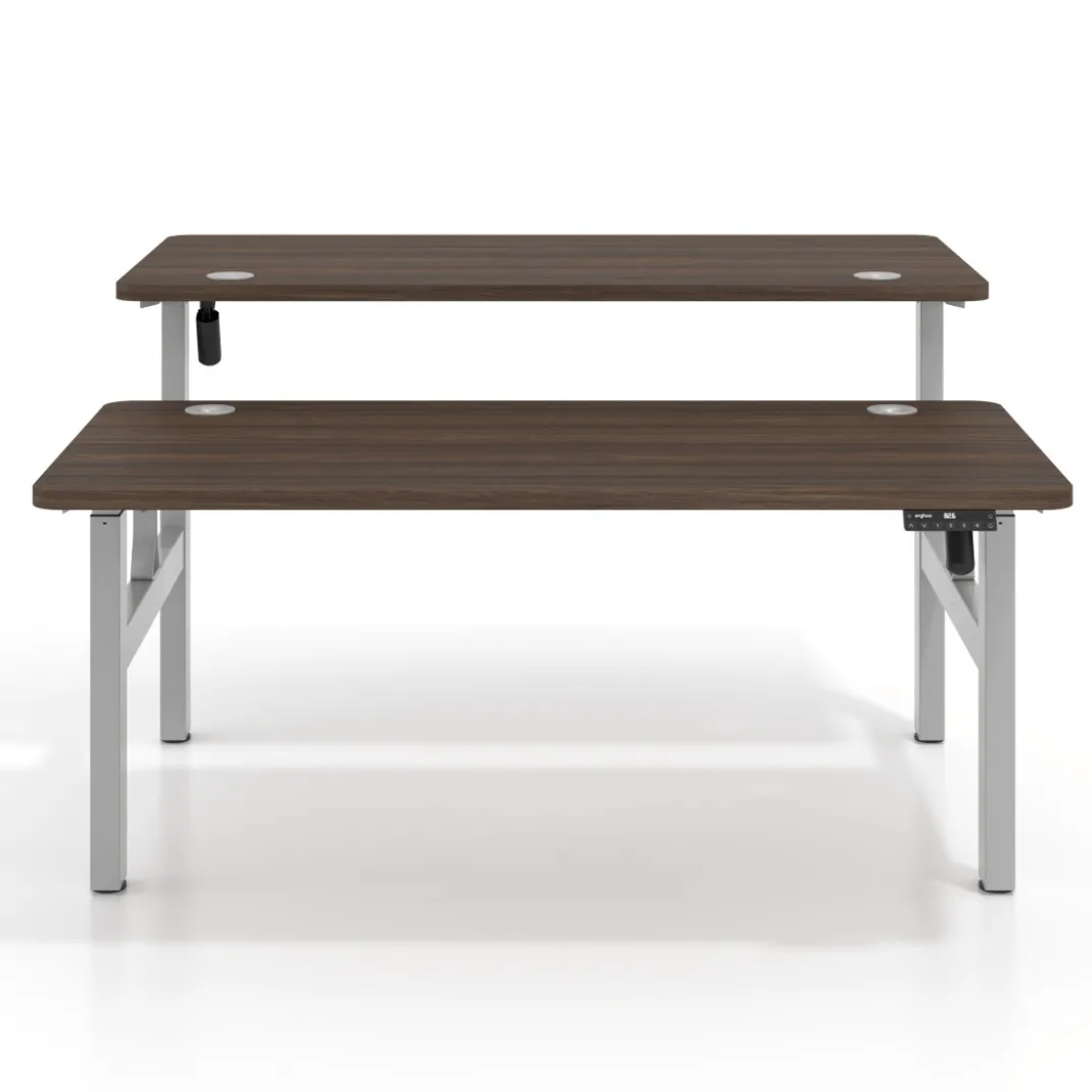 Mesa Multipuesto Elevable eléctrica Erghos Motion estructura aluminio 4 cantos curvos