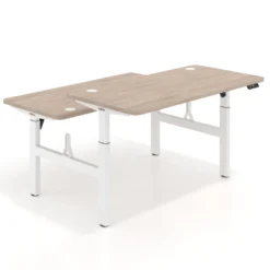 Mesa Multipuesto Elevable eléctrica Erghos Motion estructura blanca 4 cantos curvos