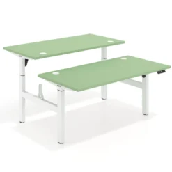 Mesa Multipuesto Elevable eléctrica Erghos Motion estructura blanca canto recto