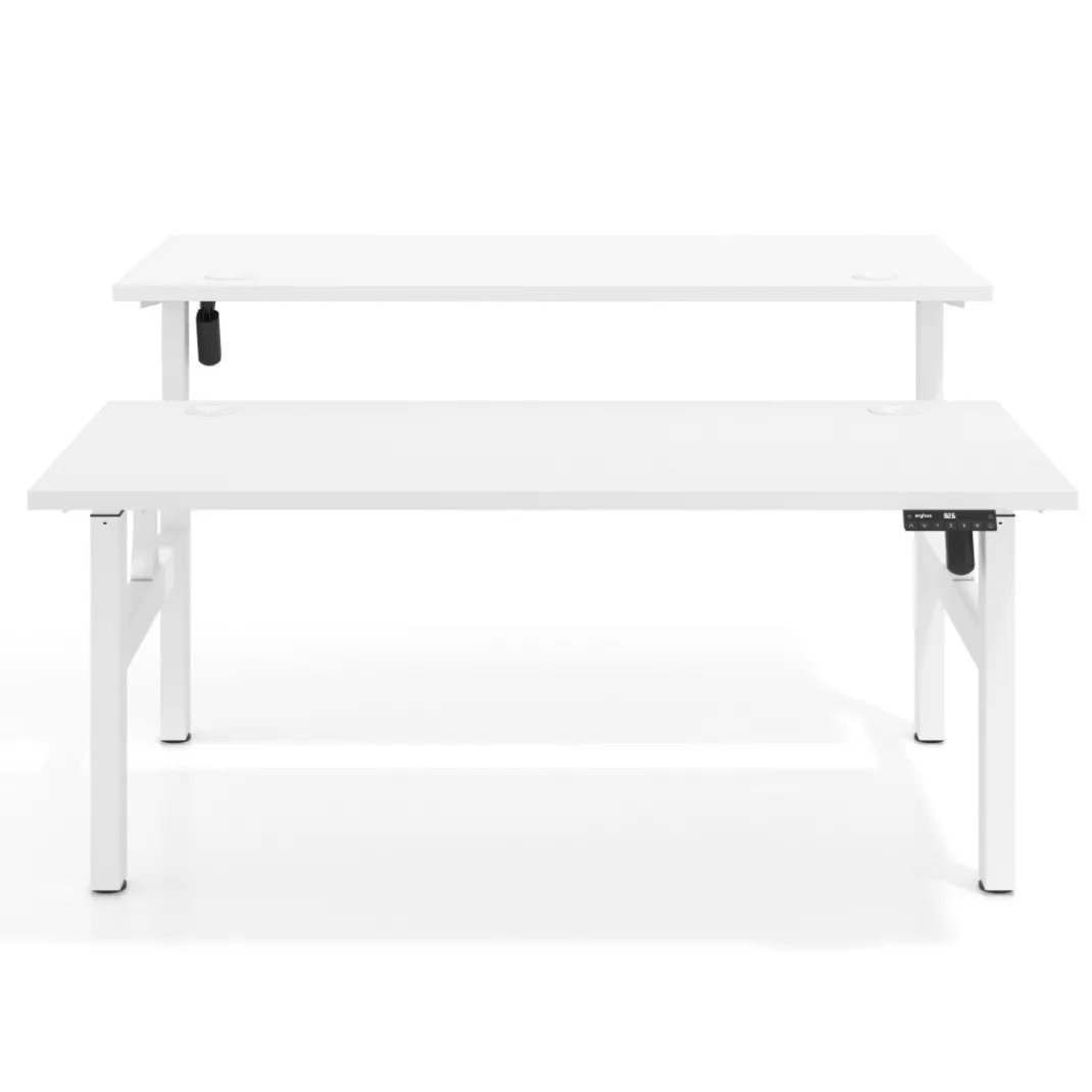 Mesa Multipuesto Elevable eléctrica Erghos Motion estructura blanca canto recto