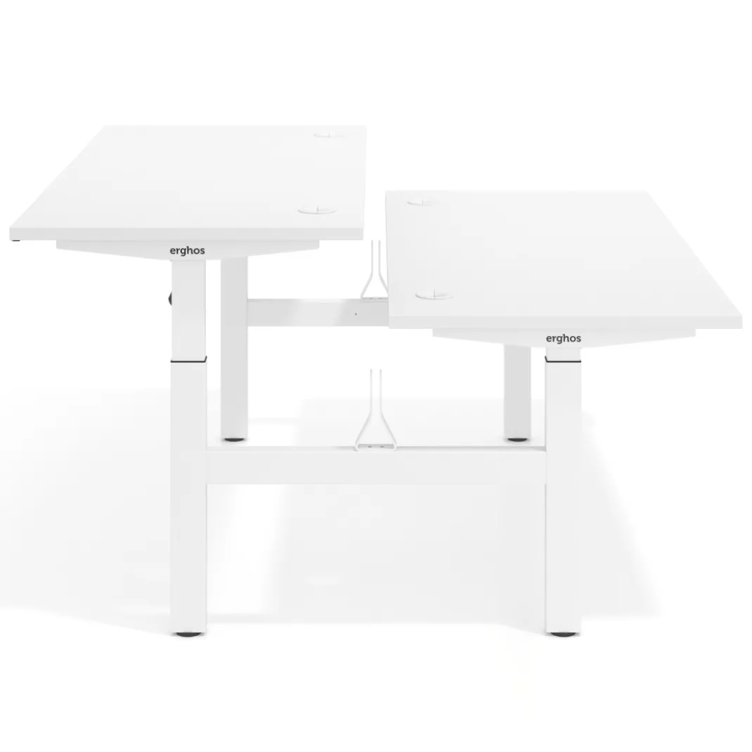 Mesa Multipuesto Elevable eléctrica Erghos Motion estructura blanca canto recto