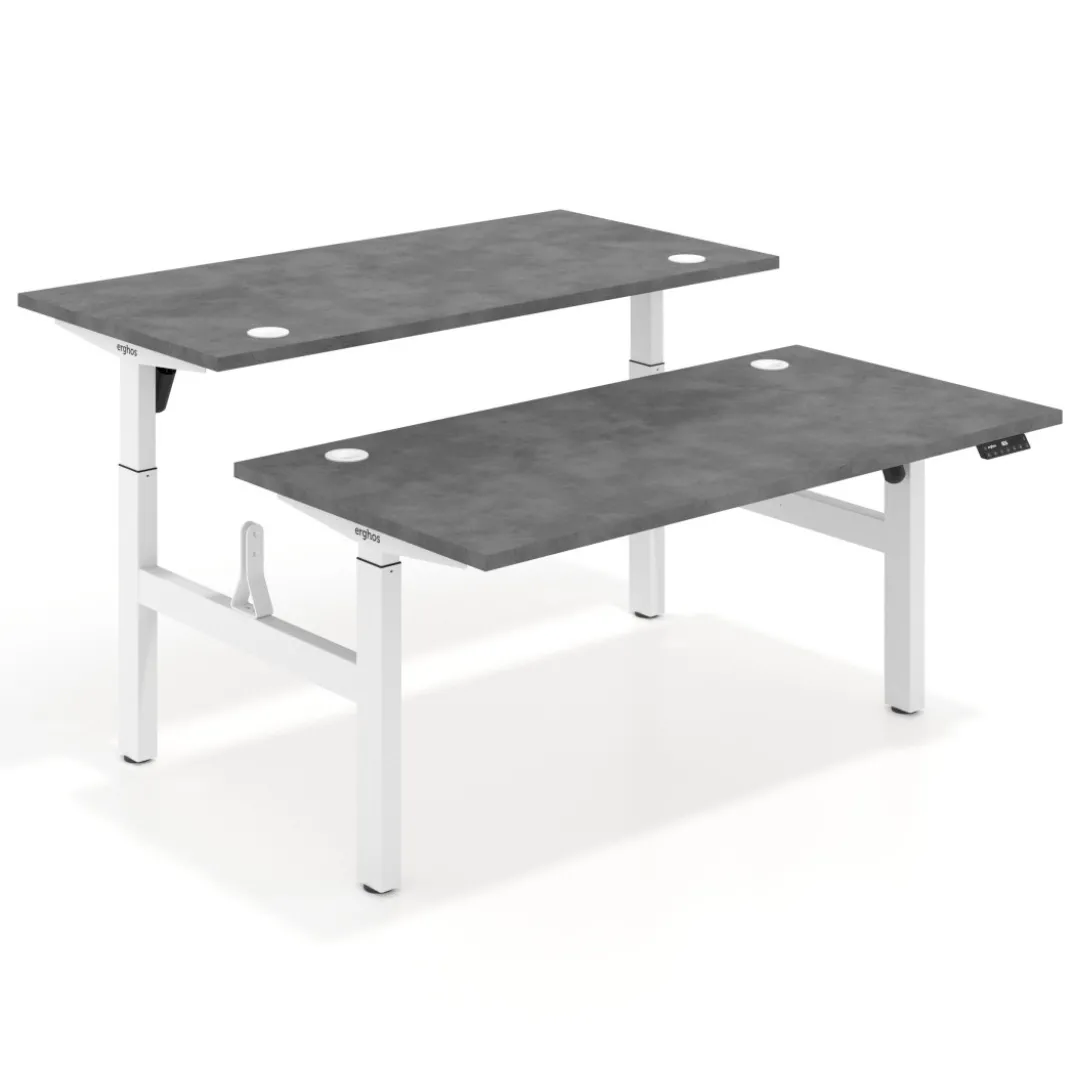 Mesa Multipuesto Elevable eléctrica Erghos Motion estructura blanca canto recto