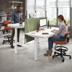 Mesa Multipuesto Elevable eléctrica Erghos Motion estructura blanca canto recto