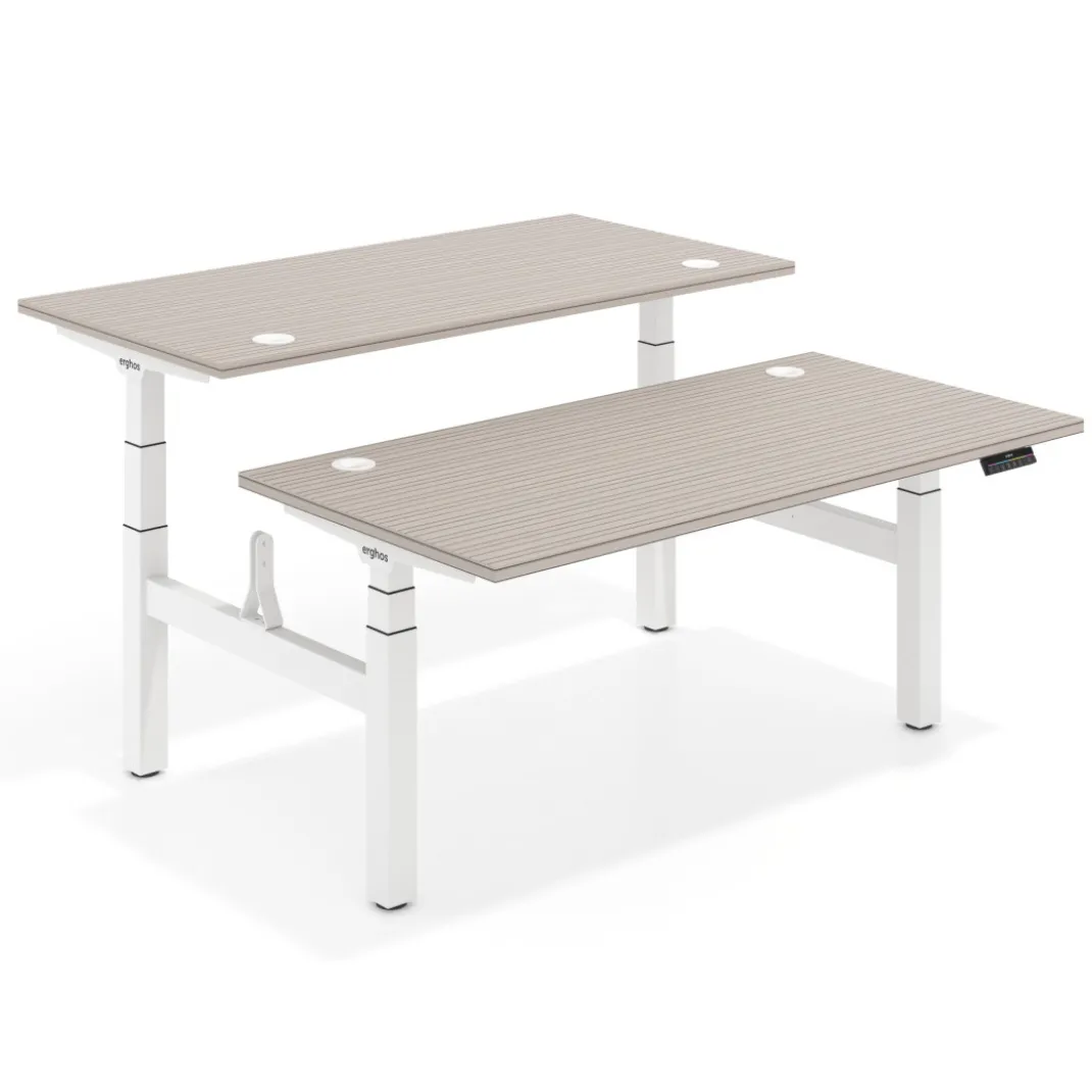 Mesa Multipuesto Elevable eléctrica Erghos Motion Pro estructura blanca canto recto