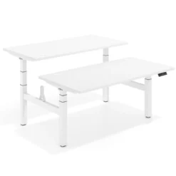 Mesa Multipuesto Elevable eléctrica Erghos Motion Pro estructura blanca canto recto