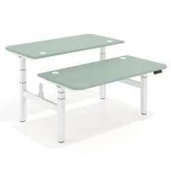 Mesa Multipuesto Elevable eléctrica Erghos Motion Pro estructura blanca 2 cantos curvos