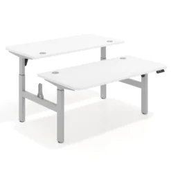 Mesa Multipuesto Elevable eléctrica Erghos Motion estructura aluminio 2 cantos curvos