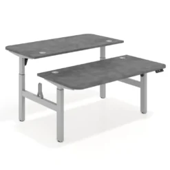 Mesa Multipuesto Elevable eléctrica Erghos Motion estructura aluminio 2 cantos curvos