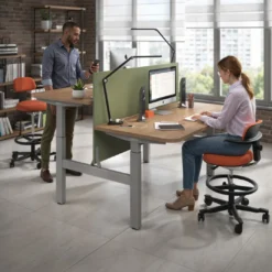 Mesa Multipuesto Elevable eléctrica Erghos Motion estructura aluminio 2 cantos curvos