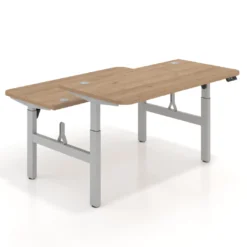 Mesa Multipuesto Elevable eléctrica Erghos Motion estructura aluminio 2 cantos curvos