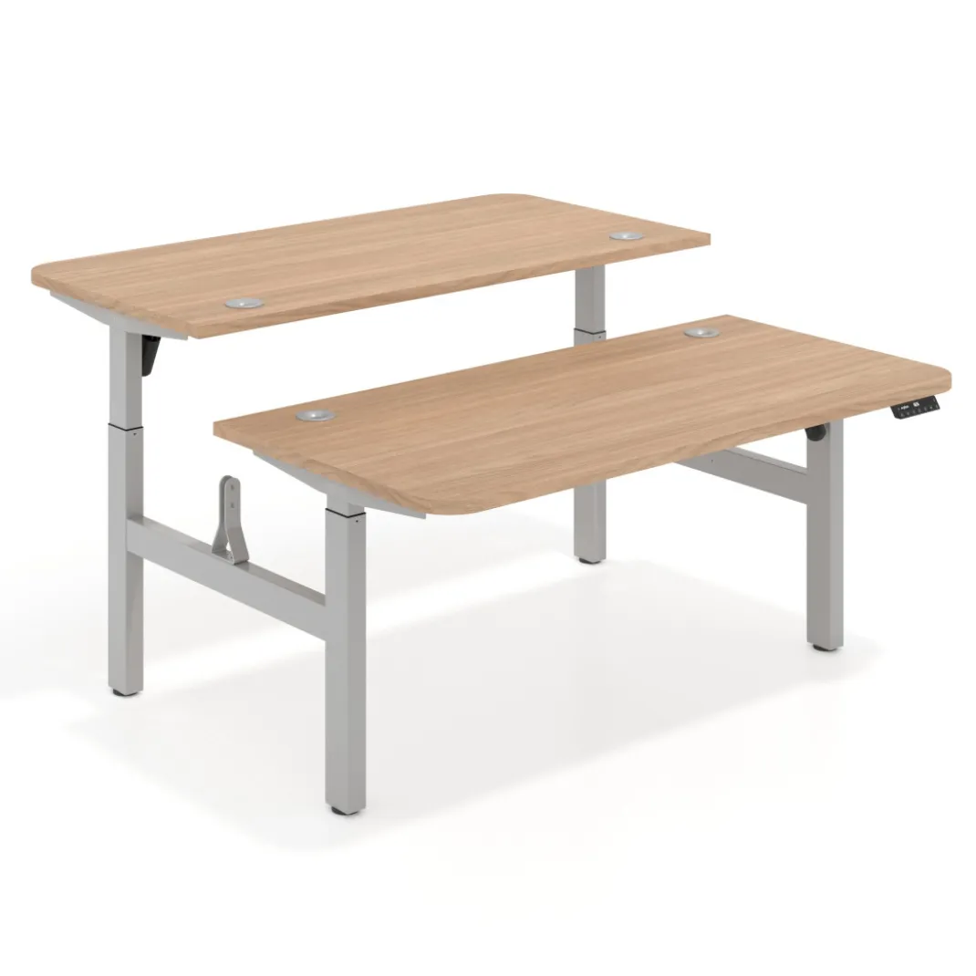 Mesa Multipuesto Elevable eléctrica Erghos Motion estructura aluminio 2 cantos curvos