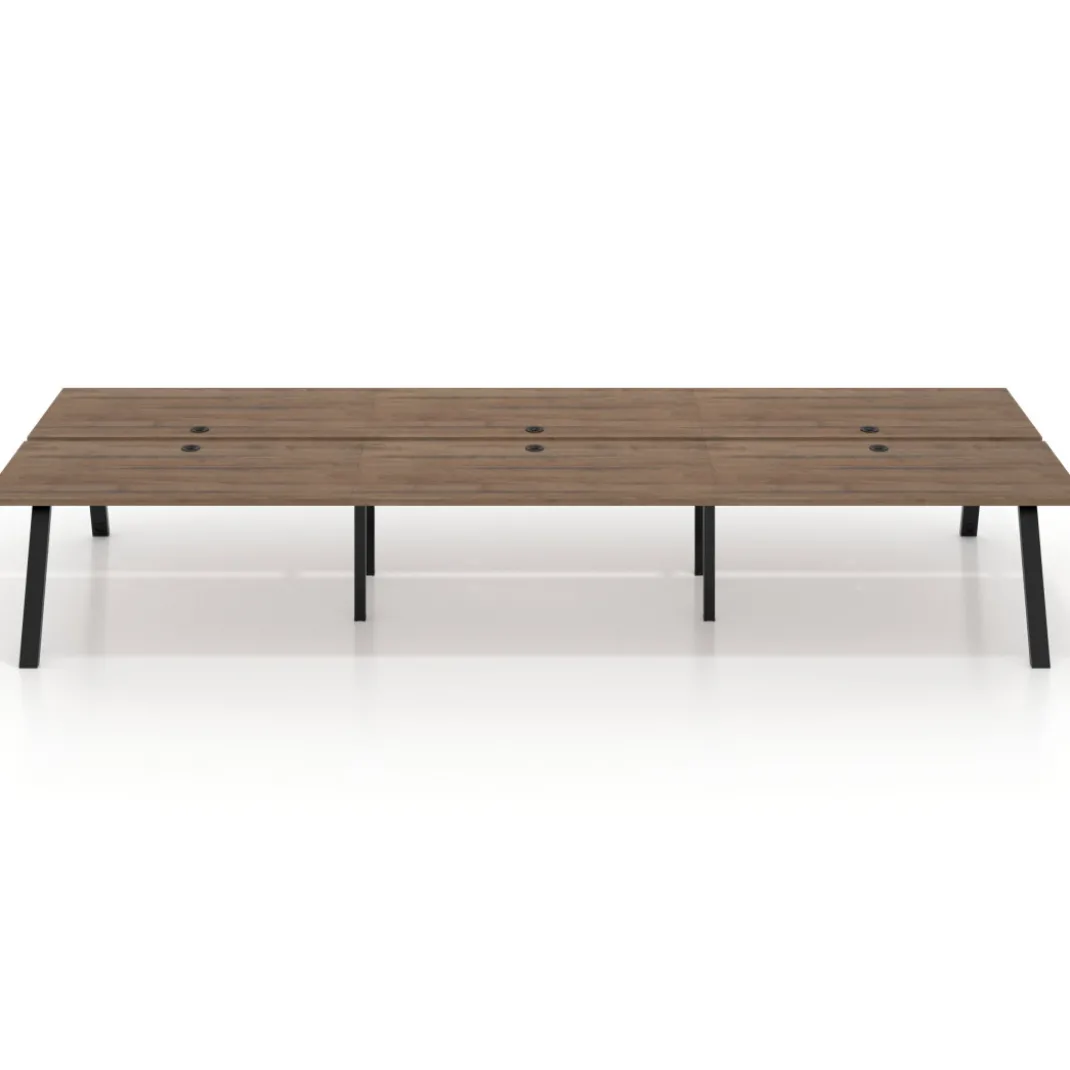 Mesa multipuesto UvePro Bench triple, fondo 166 cm, estructura negra
