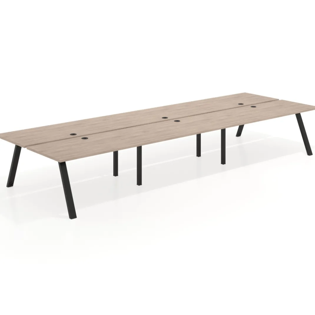 Mesa multipuesto UvePro Bench triple, fondo 166 cm, estructura negra