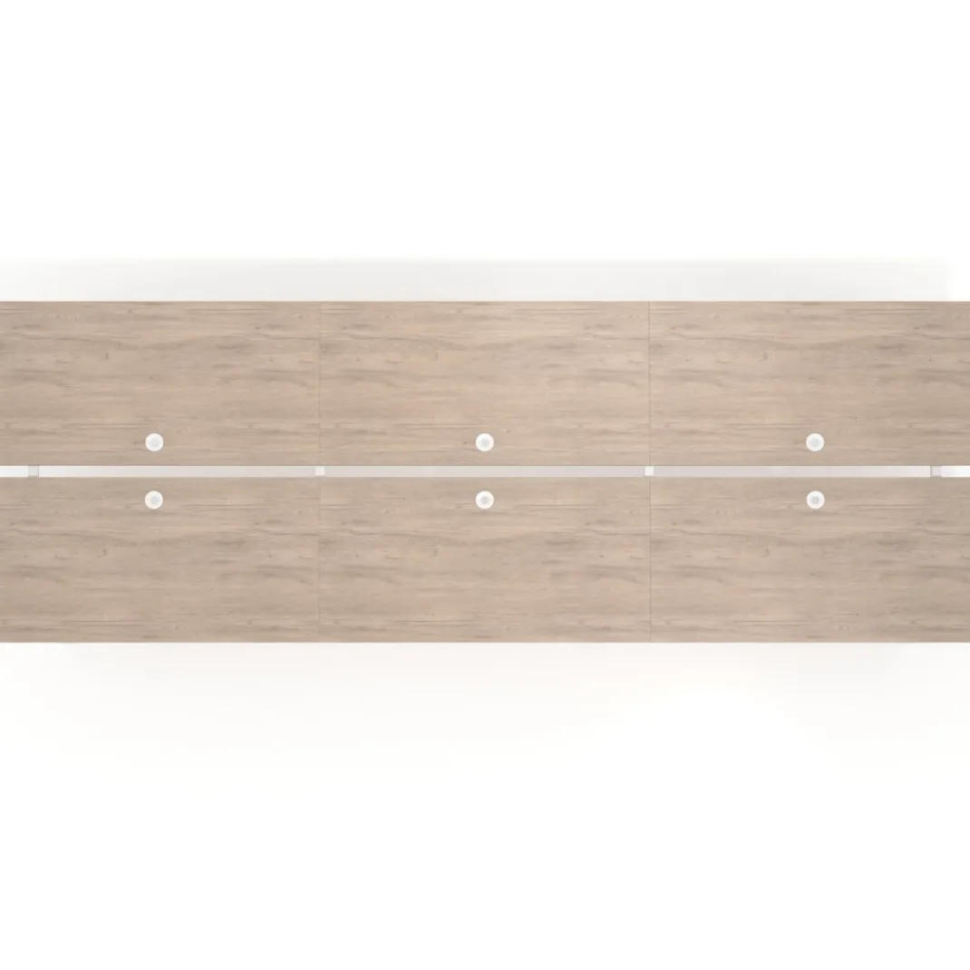 Mesa multipuesto UvePro Bench triple, fondo 166 cm, estructura blanca/madera