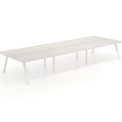 Mesa multipuesto UvePro Bench triple, fondo 166 cm, estructura blanca/madera