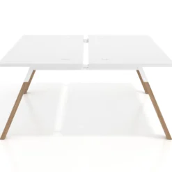 Mesa multipuesto UvePro Bench fondo 166 cm, estructura blanca/madera