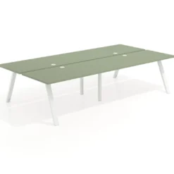 Mesa multipuesto UvePro Bench doble, fondo 166 cm, estructura blanca