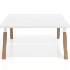 Mesa multipuesto UvePro Bench fondo 166 cm, estructura blanca/madera