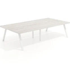 Mesa multipuesto UvePro Bench doble, fondo 166 cm, estructura blanca