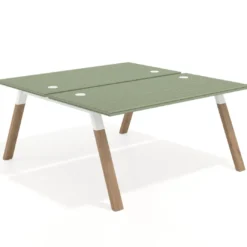 Mesa multipuesto UvePro Bench fondo 166 cm, estructura blanca/madera