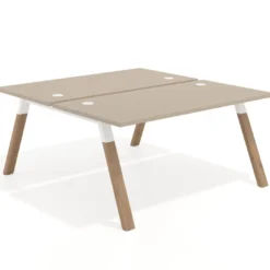 Mesa multipuesto UvePro Bench fondo 166 cm, estructura blanca/madera