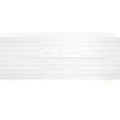 Mesa multipuesto UvePro Bench triple, fondo 166 cm, sobre curvo, estructura blanca/madera