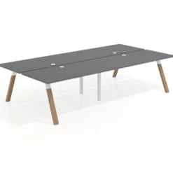 Mesa multipuesto UvePro Bench doble, fondo 166 cm, estructura blanca/madera