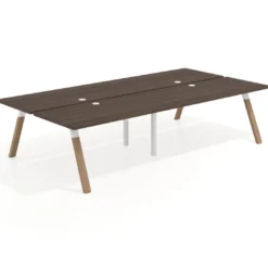 Mesa multipuesto UvePro Bench doble, fondo 166 cm, estructura blanca/madera